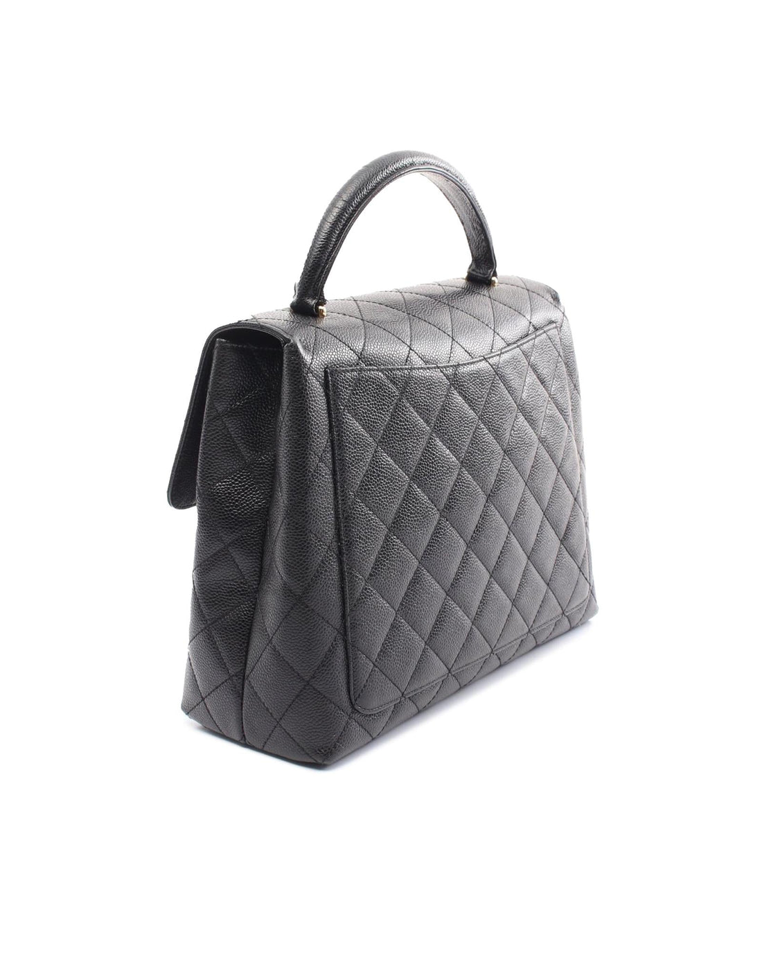 Caviar Leather Top Handle Bag with CC Turn Lock and Interior Pockets