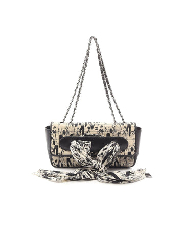 Silk and Lambskin Scarf Flap Bag with Chain Straps
