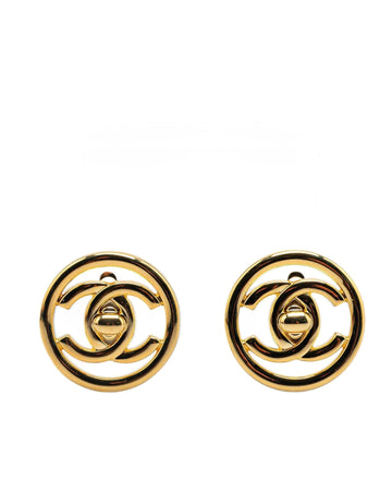 Gold Plated Turnlock Clip On Earrings