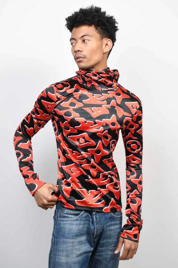 LOUIS VUITTON X URS FISCHER BLACK/RED HOODED TOP