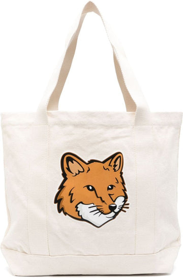 FOX HEAD COTTON TOTE BAG - BEIGE