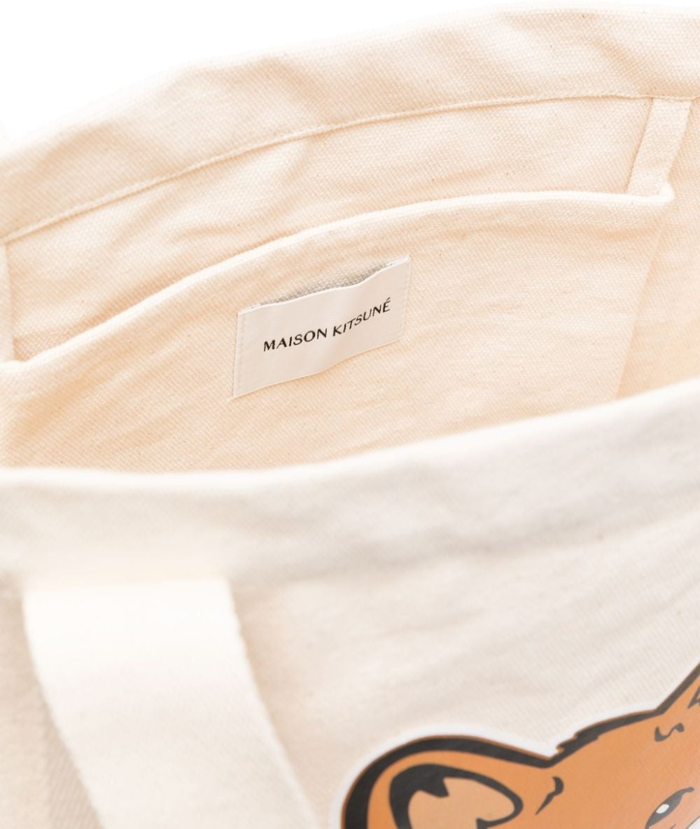 FOX HEAD COTTON TOTE BAG - BEIGE