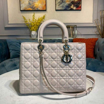 Makersluxe - Large Lady Bag Beige Cannage Lambskin
