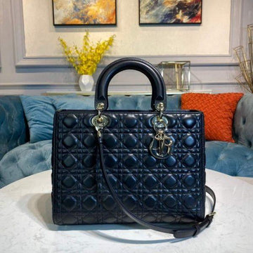Large Lady CD Bag Black Cannage Lambskin
