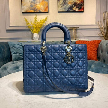 Makersluxe - Large Lady Bag Blue Cannage Lambskin
