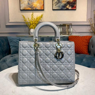 Makersluxe - Large Lady Bag Gray Cannage Lambskin