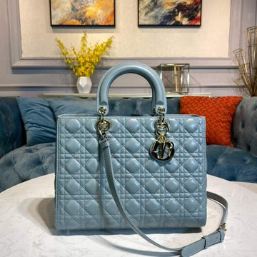 Makersluxe - Large Lady Bag Lake Blue Cannage Lambskin