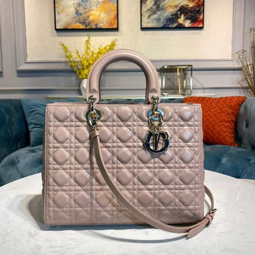 Makersluxe - Large Lady Bag Pink Cannage Lambskin