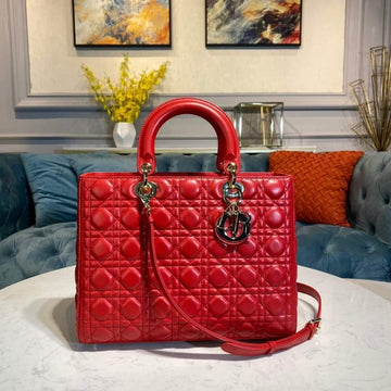 Makersluxe - Large Lady Bag Red Cannage Lambskin