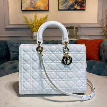 Makersluxe - Large Lady Bag White Cannage Lambskin