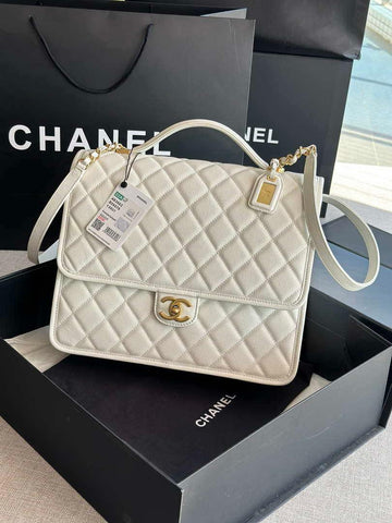 Makersluxe - Large Backpack Calfskin & Gold-tone Metal White