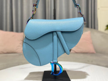 Makersluxe - Saddle Bag Light Blue Grained Calfskin Blue logo