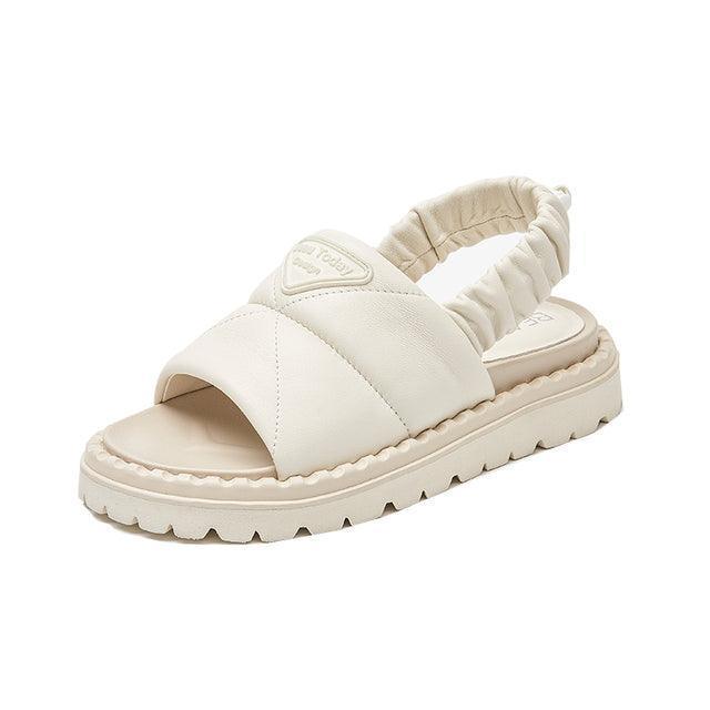 Makersluxe Shoes Litcy Women's Leather Elastic Band Sandal
