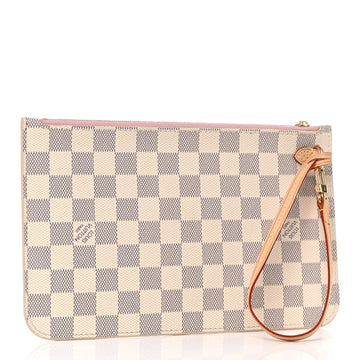 LOUIS VUITTON Damier Azur Neverfull MM GM Pochette Rose Ballerine