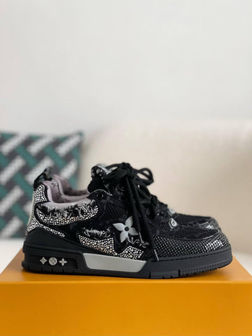 LV Skate Trainer Swarovski Crystals Black Sneakers