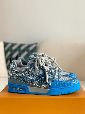 LV Skate Trainer Swarovski Crystals Blue Sneakers