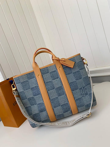 LV Tote Damier Denim New Blue Weekend Tote