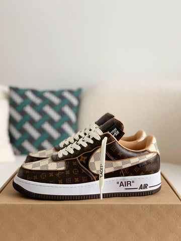Custom LV X Air Force 1 Low Trainer Brown Monogram Sneakers