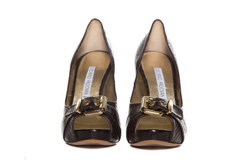 Luciano Padovan Brown Embossed Leather Pumps SZ 6.5