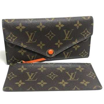 LOUIS VUITTON Long Wallet Purse Monogram canvas Brown x orange Comes with a coin case Wallet Women Used