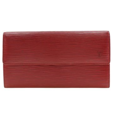 LOUIS VUITTON Long Wallet Purse M6359E Epi Leather Red Portefeuille Sarah Women Used