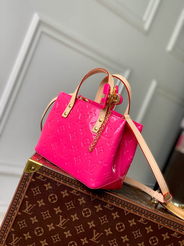 M24144 SMALL Reade Monogram Vernis Handbag rose red