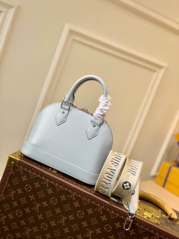 M59345 Alma BB Handbag shoulder bag cross body bags blue calfskin