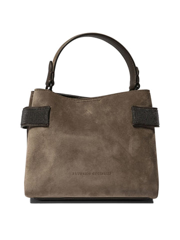 SUEDE BAG WITH PRECIOUS BANDS