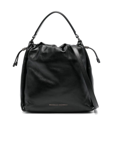 Calf Leather Shoulder Bag With Monili Detail