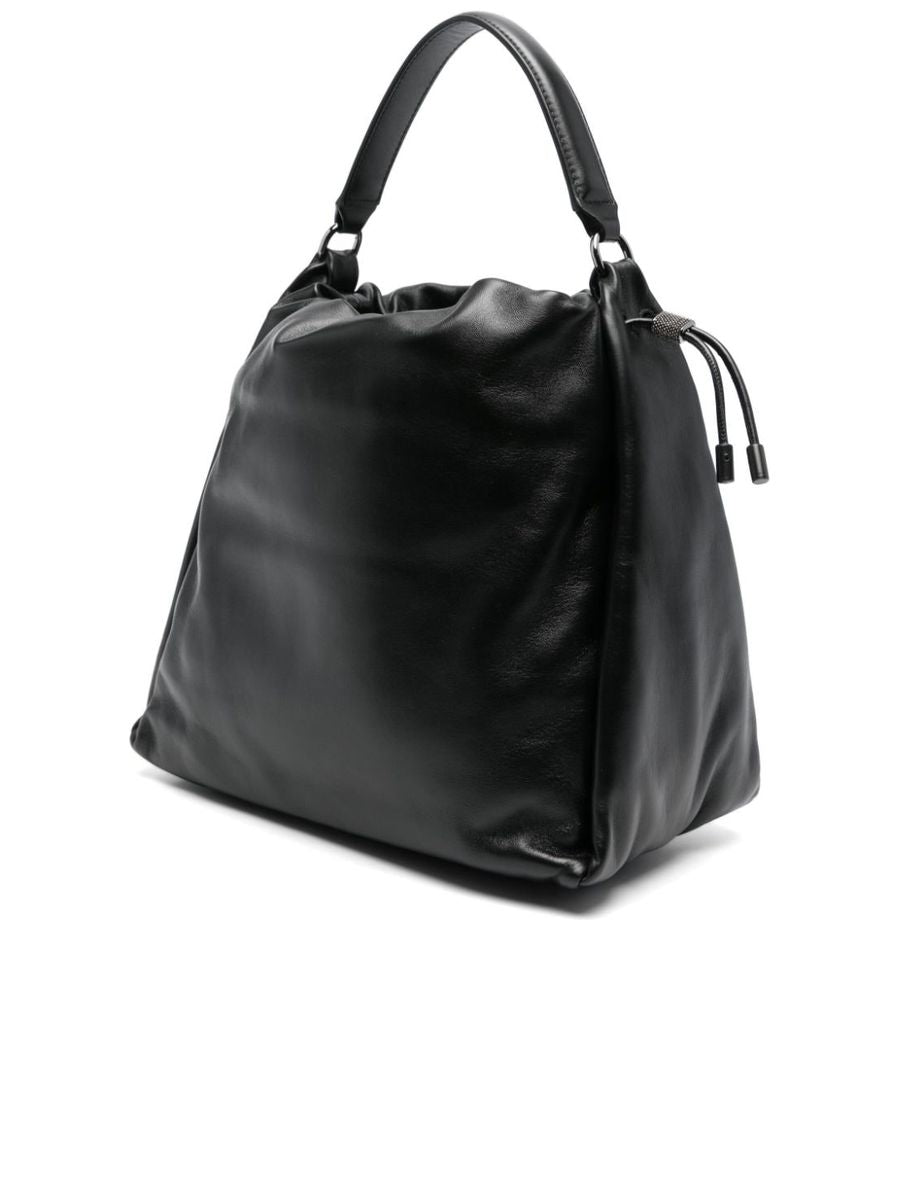 Calf Leather Shoulder Bag With Monili Detail