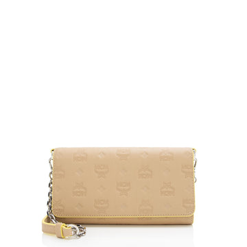 MCM Embossed Leather Aren Large Wallet on Chain Bag