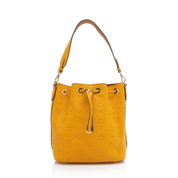 MCM Embossed Leather Aren Small Drawstring Shoulder Bag