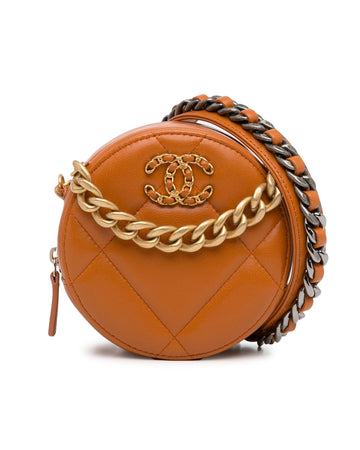 Quilted Lambskin Leather Clutch with Chain and Gold-Tone Handle