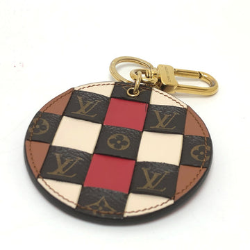 LOUIS VUITTON key ring M68657 leather Brown portocre monogram check Key ring Women Used