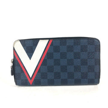 LOUIS VUITTON Long Wallet Purse N64013 Damier Cobalt Canvas Navy America's Cup 2017 Limited Zippy Organizer mens Used