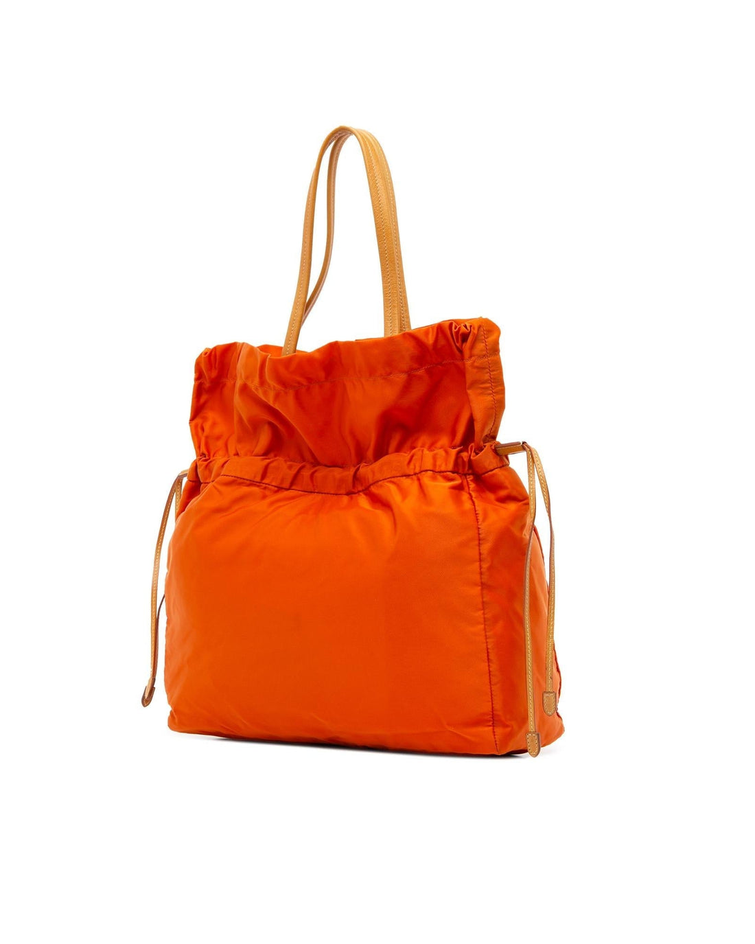 Tessuto Logo Drawstring Tote with Leather Straps and Interior Zip Pocket