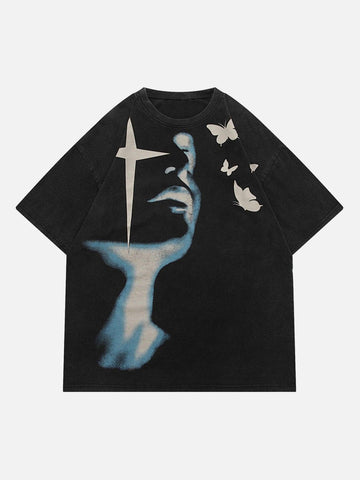 Makersluxe® - Abstract Portrait Print T-shirt - 1619