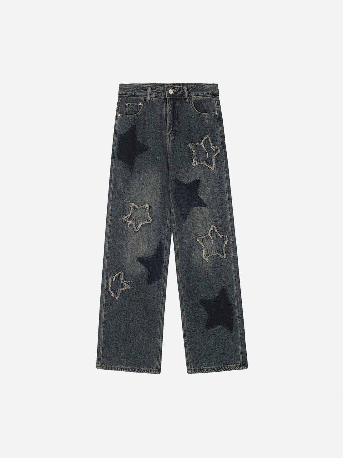 Makersluxe® - Airbrushed Pentagram Applique Jeans - 1656