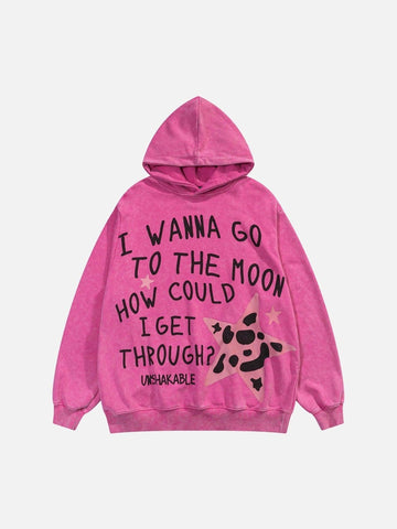 Makersluxe® - Alphabet Pentagram Print Hooded Sweatshirt