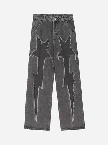 Makersluxe® - American Applique Star Embroidered Jeans