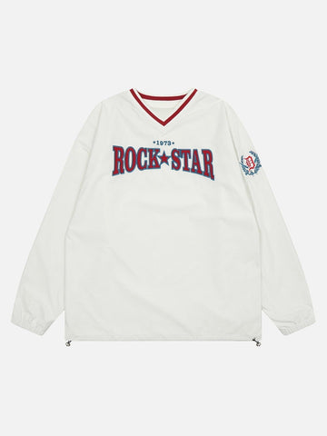 Makersluxe® - American Embroidered Monogrammed V-neck Sweatshirt