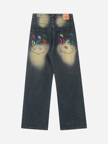 Makersluxe® - American Gothic Letter Embroidered Jeans - 1936