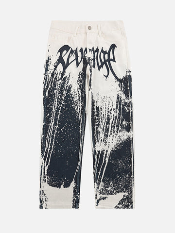 Makersluxe® - American Heavy Industry Ink Splash Embroidery Jeans -1403
