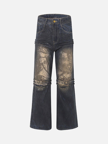 Makersluxe® - American High Street Heavy Duty Washed Jeans