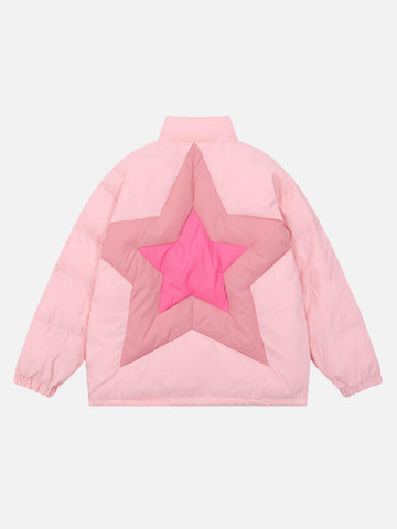 Makersluxe® - American High Street Stars Thickened With Cotton Stand-up Collar Cotton Jacket - 1560