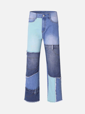Makersluxe® - American Patchwork Colorblock Jeans