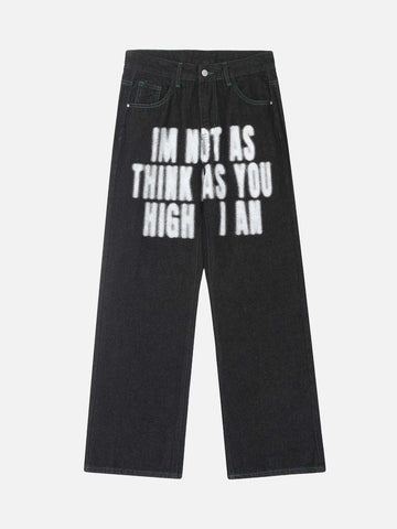 Makersluxe® - American Phantom Character Alphabet Print Jeans
