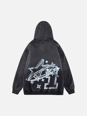 Makersluxe® - American Retro Gradient Loose Velvet Hoodie