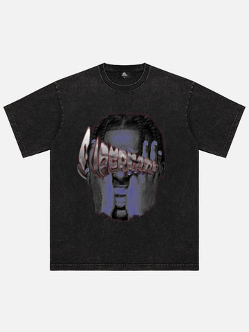 Makersluxe® - American Retro Hip-hop Head Print T-shirt - 1900
