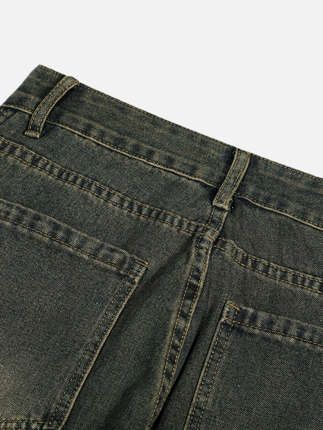 Makersluxe® - American Retro Multi-pocket Workwear Washed Jeans